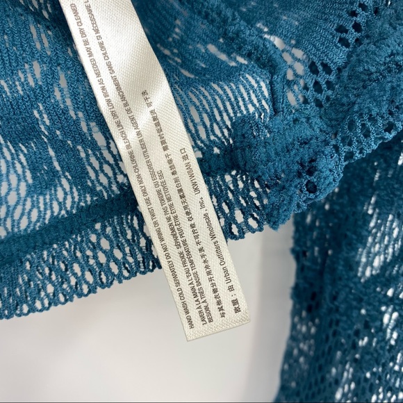 Free People Emerald Empire Jewel Lace Knit Stretchy Long Sleeve Crew Top - Picture 8 of 8